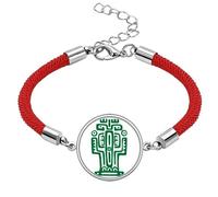 Mexico Totems Ancient Civilization Cactus Lucky Red String Bracelet Rope Bracelet Handmade