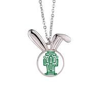 Mexico Totems Ancient Civilization Cactus Rabbit Necklace Pendant Bunny Animal Jewelry Gift