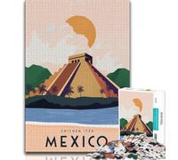 Mexico Travel Poster Jigsaw Puzzles for Teenagers 1000 Jigsaws,Staycation Kill Time Every Piece Is Unique - Challenging Family Fun Game 50x75cm