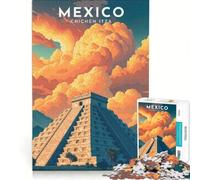 Mexico Travel Poster Puzzle for Adults 1000 Pieces | Home Art Decor Artists Collection, Fine Art with Fully Interlocking Randomly Shaped Pieces 38x26cm