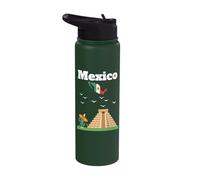 Mexico Trip Souvenir Vacation Lover Mexico map Mexican Flag Stainless Steel Insulated Water Bottle