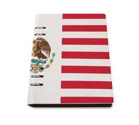 Mexico & U.S.A Flag Leather A5 Binder Notebook Refillable Travel Journal with 90 Sheets Personal Planner for Women Men