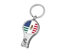 Mexico & U.S.A Flag Portable Metal Nail Clipper with Keychain Sharp Fingernail Clippers for Men Women