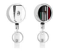 Mexico U.S.A. Friendship Flag Cute Retractable Metal ID Badge Holder Reel Clip Keychain for Office Work