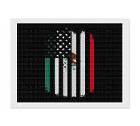 Mexico U.S.A. Friendship Flag Funny Diamond Art Kits for Adults Round Full Drill Picture Home Wall Decor