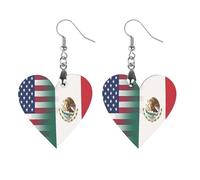 Mexico U.S. Flag Artistic Wooden Earrings Pendant Vintage Earring Hooks Trendy Vacation Dangle Boho Eardrop Circular