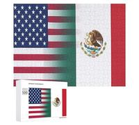 Mexico U.S. Flag Funny Wooden Picture Puzzle Wood Jigsaw Creative Gift for Adults And Family Game