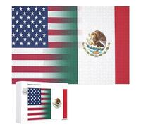 Mexico U.S. Flag Funny Wooden Picture Puzzle Wood Jigsaw Creative Gift for Adults And Family Game