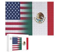 Mexico U.S. Flag Funny Wooden Picture Puzzle Wood Jigsaw Creative Gift for Adults And Family Game