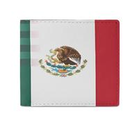 Mexico U.S. Flag Leather Wallet Slim Purse with ID Window RFID Blocking Bifold for Men Women