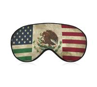 Mexico U.S. Flag Vintage Sleep Mask Eye Cover for Sleeping Men Women Light Blocking Travel Blindfold