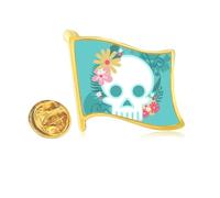 Mexico Undead l Illustrations Golden Metal Flag Lapel Pin Badge