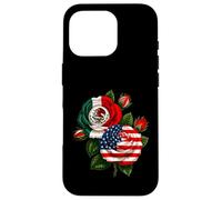 Mexico USA Flag Pride Mexican American Flag Rose Flower Case for iPhone 16 Pro