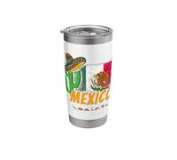 Mexico Vintage Cactus with Flag, Sombrero and Eagle Souvenir Stainless Steel Insulated Tumbler