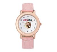 Mexico Women's Wrist Watch Easy Reader with Leather Strap Analog Display Wonderful Ladies Gifts