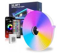 Mexllex LED Neon Rope Lights 10M, Flexible RGB LED Strip with App & Remote Control, Music Sync Colour Changing Waterproof Lighting for Bedroom, Gaming & Home Decor