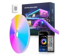 Mexllex LED Neon Rope Lights 5M, Flexible RGB LED Strip with App & Remote Control, Music Sync Colour Changing Waterproof Lighting for Bedroom, Gaming & Home Decor