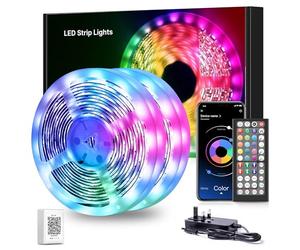 Mexllex LED Strip Lights 30M, Music Sync Color Changing RGB LED Strip with Remote, Sensitive Built-in Mic, App Controlled LED Lights, RGB LED Light Strip(APP+Remote+Mic)