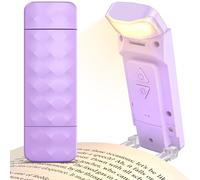 Mexllex Purple Rechargeable Book Reading Light, Eye Caring Reading Light Clip on Book with 3 Colours Temperatures & 5 Brightness Levels, Portable LED Clip on Bookmark Lamp for Bookworms