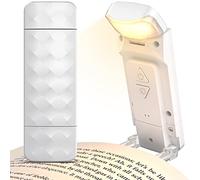 Mexllex Rechargeable Book Reading Light, Eye Caring Reading Light Clip on Book with 3 Colors Temperatures & 5 Brightness Levels, Portable LED Clip on Bookmark Lamp for Bookworms