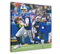 MExmeb Josh Allen Autographed Canvas Poster Bedroom Decor Sports Landscape Office Room Decor Gift Frame-style 16x16inch(40x40cm)