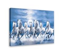 MExmeb Seven Lucky Running Wild Horses Animal Art 8 Canvas Poster Wall Art Decor Print Picture Paintings for Living Room Bedroom Decoration Frame-style 12x18inch(30x45cm)