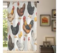 Mexpekil 1 Panel Sheer Curtain Animal Hen Chicken Pattern Semi-Sheer Rod Pocket Drapes for Living Room Bedroom Office Window Voile Curtain 55x84in Drop(140x213cm)