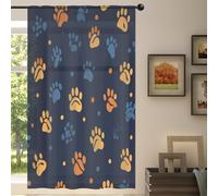 Mexpekil 1 Panel Sheer Curtain Animal Paw Prints Semi-Sheer Rod Pocket Drapes for Living Room Bedroom Office Window Voile Curtain 55x84in Drop(140x213cm)