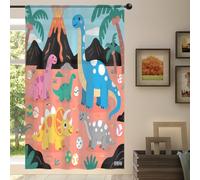 Mexpekil 1 Panel Sheer Curtain Cartoon Ancient Dinosaur Animal Semi-Sheer Rod Pocket Drapes for Living Room Bedroom Office Window Voile Curtain 55x78in Drop(140x198cm)