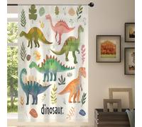 Mexpekil 1 Panel Sheer Curtain Cartoon Dinosaurs Animal Semi-Sheer Rod Pocket Drapes for Living Room Bedroom Office Window Voile Curtain 55x84in Drop(140x213cm)