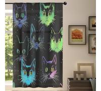 Mexpekil 1 Panel Sheer Curtain Colorful Animal Cats Pattern Semi-Sheer Rod Pocket Drapes for Living Room Bedroom Office Window Voile Curtain 55x84in Drop(140x213cm)