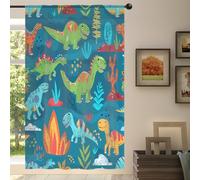 Mexpekil 1 Panel Sheer Curtain Colorful Animal Dinosaur Semi-Sheer Rod Pocket Drapes for Living Room Bedroom Office Window Voile Curtain 55x78in Drop(140x198cm)