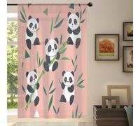 Mexpekil 1 Panel Sheer Curtain Cute Animal Panda Semi-Sheer Rod Pocket Drapes for Living Room Bedroom Office Window Voile Curtain 55x78in Drop(140x198cm)