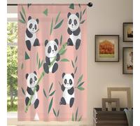 Mexpekil 1 Panel Sheer Curtain Cute Animal Panda Semi-Sheer Rod Pocket Drapes for Living Room Bedroom Office Window Voile Curtain 55x84in Drop(140x213cm)