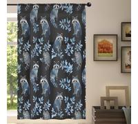 Mexpekil 1 Panel Sheer Curtain Cute Animal Raccoons Semi-Sheer Rod Pocket Drapes for Living Room Bedroom Office Window Voile Curtain 55x84in Drop(140x213cm)