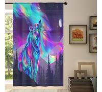 Mexpekil 1 Panel Sheer Curtain Galaxy Fox Animal Semi-Sheer Rod Pocket Drapes for Living Room Bedroom Office Window Voile Curtain 55x78in Drop(140x198cm)