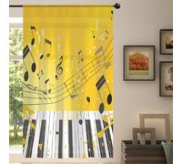 Mexpekil 1 Panel Sheer Curtain Musical Notes Piano Key Semi-Sheer Rod Pocket Drapes for Living Room Bedroom Office Window Voile Curtain 55x84in Drop(140x213cm)