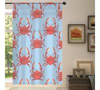 Mexpekil 1 Panel Sheer Curtain Ocean Animal Red Crabs Semi-Sheer Rod Pocket Drapes for Living Room Bedroom Office Window Voile Curtain 55x78in Drop(140x198cm)