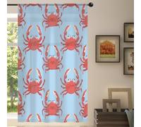 Mexpekil 1 Panel Sheer Curtain Ocean Animal Red Crabs Semi-Sheer Rod Pocket Drapes for Living Room Bedroom Office Window Voile Curtain 55x84in Drop(140x213cm)