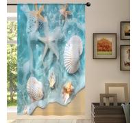 Mexpekil 1 Panel Sheer Curtain Summer Seashells Ocean Beach Semi-Sheer Rod Pocket Drapes for Living Room Bedroom Office Window Voile Curtain 55x78in Drop(140x198cm)