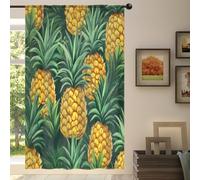 Mexpekil 1 Panel Sheer Curtain Tropical Pineapples Fruits Semi-Sheer Rod Pocket Drapes for Living Room Bedroom Office Window Voile Curtain 55x78in Drop(140x198cm)