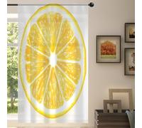 Mexpekil 1 Panel Sheer Curtain Yellow Lemon Slice Summer Semi-Sheer Rod Pocket Drapes for Living Room Bedroom Office Window Voile Curtain 55x84in Drop(140x213cm)