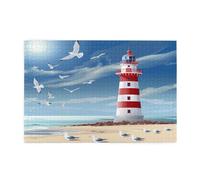 Mexpekil 1000 Pieces Jigsaw Puzzles for Adults Ocean Lighthouse Seagull Wooden Puzzles Challenging Puzzle Games for Teenagers Gifts