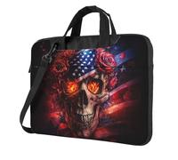 Mexpekil 13 Inch Laptop Bag Waterproof Laptop Sleeve Case Portable Shoulder Messenger Bags with Removable Strap Lightweight Briefcase for Women Men (Growing Skull Roses)