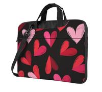Mexpekil 15.6 Inch Laptop Bag Waterproof Laptop Sleeve Case Portable Shoulder Messenger Bags with Removable Strap Lightweight Briefcase for Women Men (Red Pink Hearts)