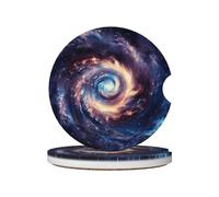 Mexpekil 2 Pack Car Coasters for Cup Holders with Anti-Slip Cork Base Abstract Swirl of Stars Absorbent Ceramic Auto Coasters for Drinks Universal Car Accessories for Women Men