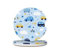 Mexpekil 2 Pack Car Coasters for Cup Holders with Anti-Slip Cork Base Cars Stars Clound Absorbent Ceramic Auto Coasters for Drinks Universal Car Accessories for Women Men