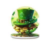 Mexpekil 2 Pack Car Coasters for Cup Holders with Anti-Slip Cork Base Hat Gold Coin Clover Absorbent Ceramic Auto Coasters for Drinks Universal Car Accessories for Women Men