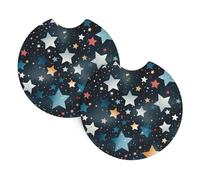 Mexpekil 2 Pack Car Coasters for Cup Holders with Anti-Slip Rubber Base Galaxy Stars Blue Absorbent Auto Coasters for Drinks Universal Car Accessories for Women Men