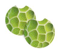 Mexpekil 2 Pack Car Coasters for Cup Holders with Anti-Slip Rubber Base Green Plant Leaf Cell Absorbent Auto Coasters for Drinks Universal Car Accessories for Women Men